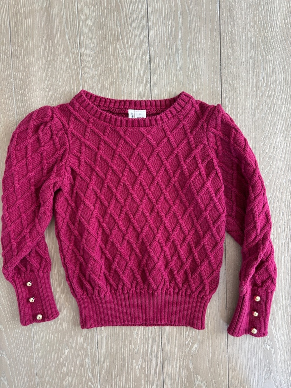 Janie and Jack Burgundy Diamond Cable Knit Sweater with Pearl Buttons